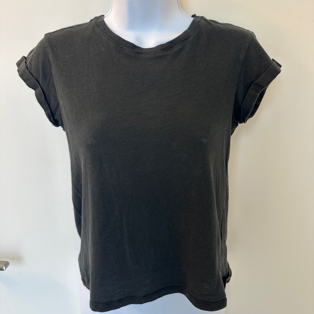 All Saints Charcoal Rolled Sleeve Tee